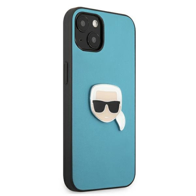 Originalus Karl Lagerfeld dėklas KLHCP13SPKMB iPhone 13 mini 5,4" Mėlynas Leather Ikonik Karl`s Head Metal 3