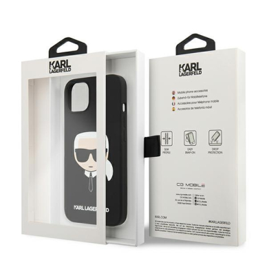 Originalus Karl Lagerfeld dėklas KLHCP13SSLKHBK iPhone 13 mini 5,4" Juodas Silicone Karl`s Head 7