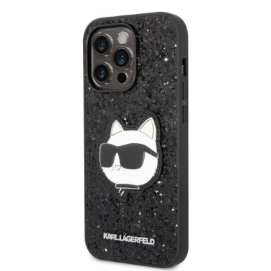 Dėklas Karl Lagerfeld Glitter Choupette Patch KLHCP14LG2CPK iPhone 14 Pro Juodas 1