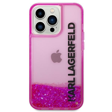 Dėklas Karl Lagerfeld Liquid Glitter Elong KLHCP14LLCKVF iPhone 14 Pro Rožinis 5