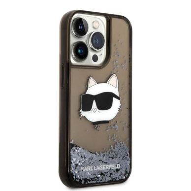 Dėklas Karl Lagerfeld Glitter Choupette Head KLHCP14LLNCHCK iPhone 14 Pro Juodas 3