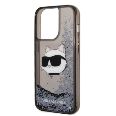 Dėklas Karl Lagerfeld Glitter Choupette Head KLHCP14LLNCHCK iPhone 14 Pro Juodas 5