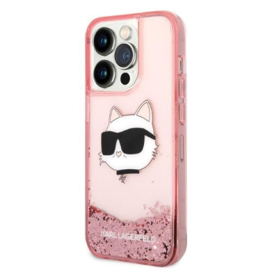 Dėklas Karl Lagerfeld Glitter Choupette Head KLHCP14LLNCHCP iPhone 14 Pro Rožinis 1