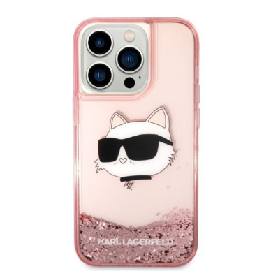 Dėklas Karl Lagerfeld Glitter Choupette Head KLHCP14LLNCHCP iPhone 14 Pro Rožinis 2