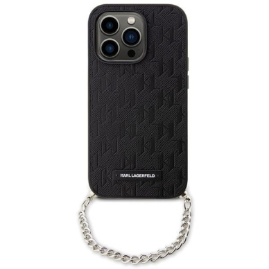 Dėklas Karl Lagerfeld Saffiano Monogram Chain KLHCP14LSACKLHPK iPhone 14 Pro Juodas 1