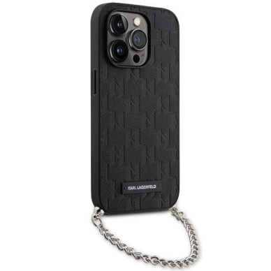 Dėklas Karl Lagerfeld Saffiano Monogram Chain KLHCP14LSACKLHPK iPhone 14 Pro Juodas 2