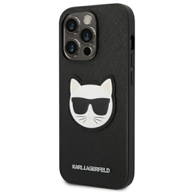 Dėklas Karl Lagerfeld Saffiano Choupette Head Patch KLHCP14LSAPCHK iPhone 14 Pro Juodas 1