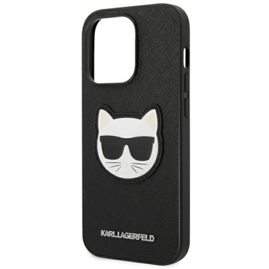 Dėklas Karl Lagerfeld Saffiano Choupette Head Patch KLHCP14LSAPCHK iPhone 14 Pro Juodas 2