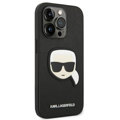 Dėklas Karl Lagerfeld Saffiano Karl`s Head Patch KLHCP14LSAPKHK iPhone 14 Pro Juodas 6