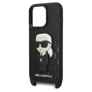 Dėklas Karl Lagerfeld Monogram Ikonik Patch KLHCP14LSTKMK iPhone 14 Pro Juodas 4