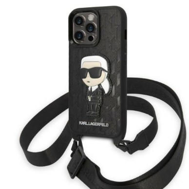 Dėklas Karl Lagerfeld Monogram Ikonik Patch KLHCP14LSTKMK iPhone 14 Pro Juodas