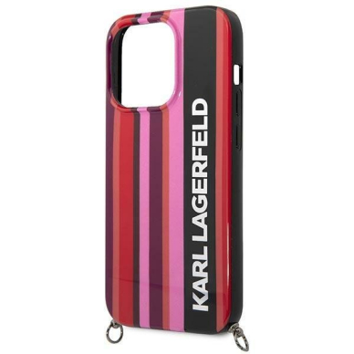 Karl Lagerfeld KLHCP14LSTSTP iPhone 14 Pro 6,1" hardcase różowy/pink Color Stripes Strap 4