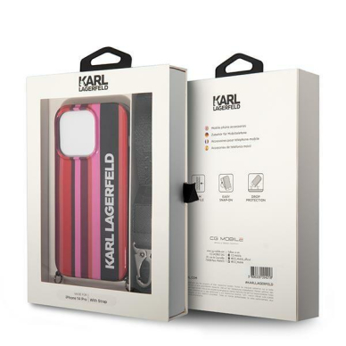 Karl Lagerfeld KLHCP14LSTSTP iPhone 14 Pro 6,1" hardcase różowy/pink Color Stripes Strap 6