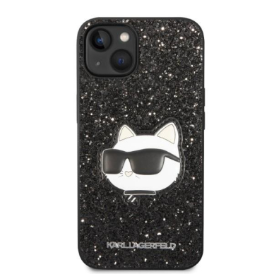 Dėklas Karl Lagerfeld Glitter Choupette Patch KLHCP14MG2CPK iPhone 14 Plus Juodas 2