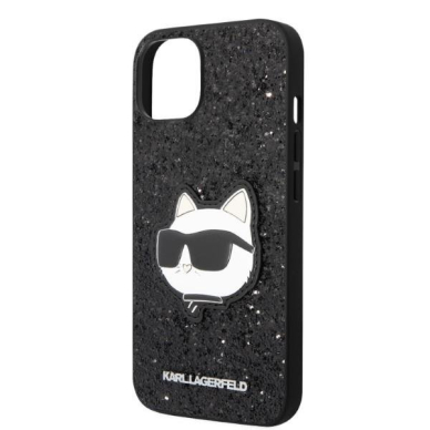 Dėklas Karl Lagerfeld Glitter Choupette Patch KLHCP14MG2CPK iPhone 14 Plus Juodas 5