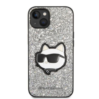 Dėklas Karl Lagerfeld Glitter Choupette Patch KLHCP14MG2CPS iPhone 14 Plus Sidabrinis 2