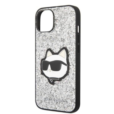 Dėklas Karl Lagerfeld Glitter Choupette Patch KLHCP14MG2CPS iPhone 14 Plus Sidabrinis 5