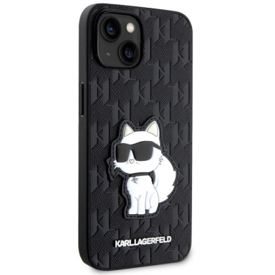 Dėklas Karl Lagerfeld Saffiano Monogram Choupette KLHCP14MSAKHPCK iPhone 14 Plus Juodas 3