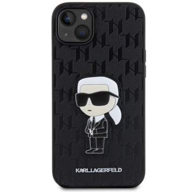 Dėklas Karl Lagerfeld Saffiano Monogram Ikonik KLHCP14MSAKHPKK iPhone 14 Plus Juodas 2