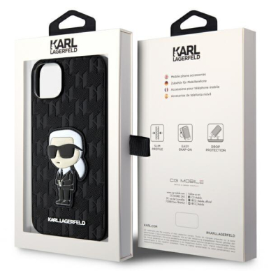 Dėklas Karl Lagerfeld Saffiano Monogram Ikonik KLHCP14MSAKHPKK iPhone 14 Plus Juodas 7