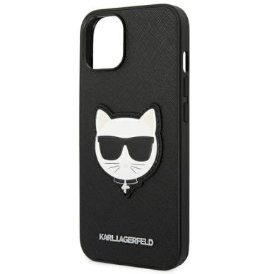 Dėklas Karl Lagerfeld Saffiano Choupette Head Patch KLHCP14MSAPCHK iPhone 14 Plus Juodas 3