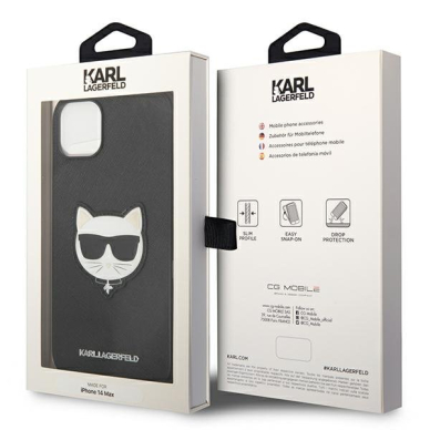 Dėklas Karl Lagerfeld Saffiano Choupette Head Patch KLHCP14MSAPCHK iPhone 14 Plus Juodas 4