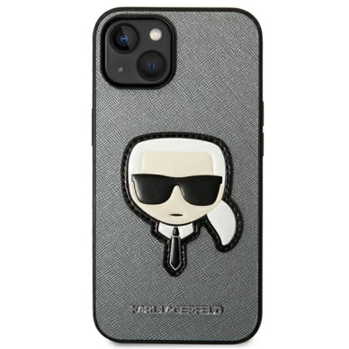 Dėklas Karl Lagerfeld Saffiano Karl`s Head Patch KLHCP14MSAPKHG iPhone 14 Plus Sidabrinis 2