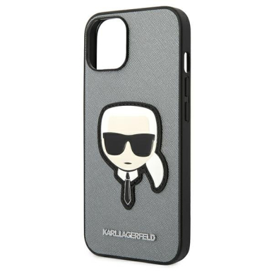 Dėklas Karl Lagerfeld Saffiano Karl`s Head Patch KLHCP14MSAPKHG iPhone 14 Plus Sidabrinis 6