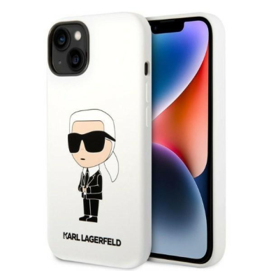 Dėklas Karl Lagerfeld Silicone Ikonik KLHCP14MSNIKBCH iPhone 14 Plus Baltas