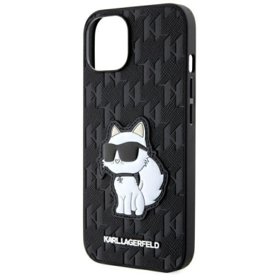 Dėklas Karl Lagerfeld Saffiano Monogram Choupette KLHCP14SSAKHPCK iPhone 14 Juodas 5