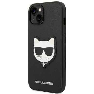 Dėklas Karl Lagerfeld Saffiano Choupette Head Patch KLHCP14SSAPCHK iPhone 14 Juodas 1