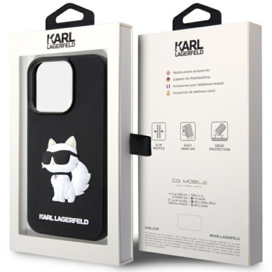 Dėklas Karl Lagerfeld Rubber Choupette 3D KLHCP14X3DRKHNK iPhone 14 Pro Max Juodas 7