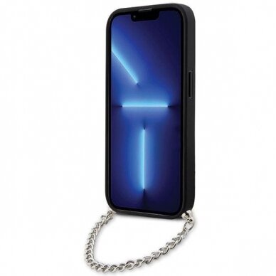 Dėklas Karl Lagerfeld Saffiano Monogram Chain KLHCP14XSACKLHPG iPhone 14 Pro Max Sidabrinis 3