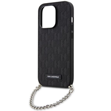 Dėklas Karl Lagerfeld Saffiano Monogram Chain KLHCP14XSACKLHPK iPhone 14 Pro Max Juodas 4