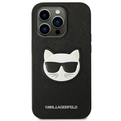 Dėklas Karl Lagerfeld Saffiano Choupette Head Patch KLHCP14XSAPCHK iPhone 14 Pro Max Juodas 2