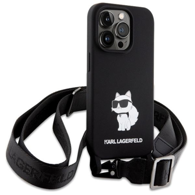 Originalus dėklas Karl Lagerfeld KLHCP15LSCBSCNK iPhone 15 Pro 6.1  hardcase Juodas Crossbody Silicone Choupette 2