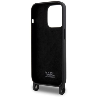 Originalus dėklas Karl Lagerfeld KLHCP15LSCBSCNK iPhone 15 Pro 6.1  hardcase Juodas Crossbody Silicone Choupette 5