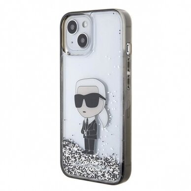 Karl Lagerfeld KLHCP15SLKKNSK iPhone 15 6.1" transparent hardcase Liquid Glitter Ikonik 1