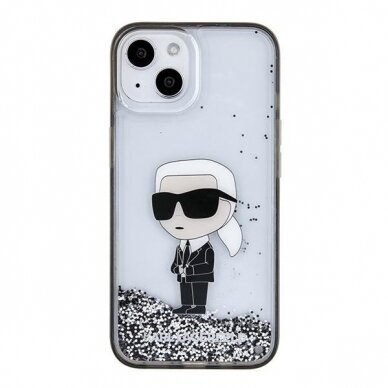 Karl Lagerfeld KLHCP15SLKKNSK iPhone 15 6.1" transparent hardcase Liquid Glitter Ikonik 2
