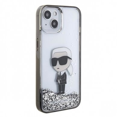 Karl Lagerfeld KLHCP15SLKKNSK iPhone 15 6.1" transparent hardcase Liquid Glitter Ikonik 3