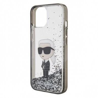 Karl Lagerfeld KLHCP15SLKKNSK iPhone 15 6.1" transparent hardcase Liquid Glitter Ikonik 5