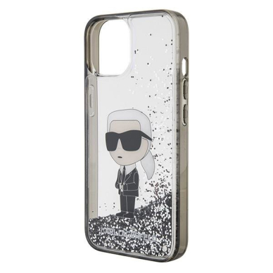 Karl Lagerfeld KLHCP15SLKKNSK iPhone 15 6.1" transparent hardcase Liquid Glitter Ikonik 5