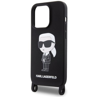 Originalus dėklas Karl Lagerfeld KLHCP15XSCBSKNK iPhone 15 Pro Max 6.7  hardcase Juodas Crossbody Silicone Ikonik 4