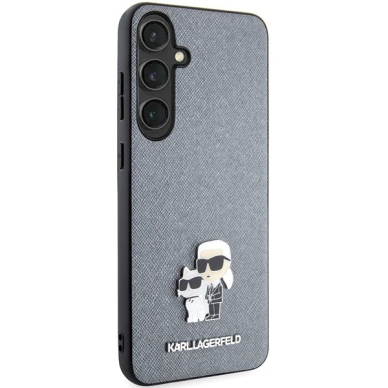 Dėklas Karl Lagerfeld KLHCS24MPSAKCMPG S24+ S926 hardcase Pilkas Saffiano Karl &amp; Choupette Metal Pin 3