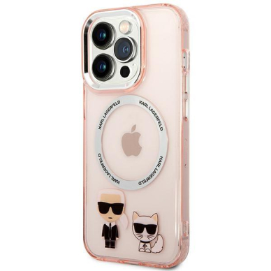 Karl Lagerfeld KLHMP14LHKCP iPhone 14 Pro 6.1&quot; hardcase pink/pink Karl &amp; Choupette Aluminum Magsafe 1