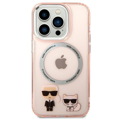 Karl Lagerfeld KLHMP14LHKCP iPhone 14 Pro 6.1&quot; hardcase pink/pink Karl &amp; Choupette Aluminum Magsafe 2