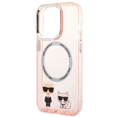 Karl Lagerfeld KLHMP14LHKCP iPhone 14 Pro 6.1&quot; hardcase pink/pink Karl &amp; Choupette Aluminum Magsafe 5