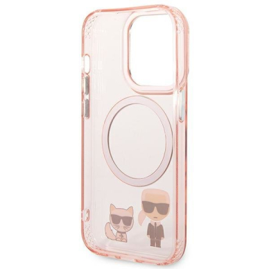 Karl Lagerfeld KLHMP14LHKCP iPhone 14 Pro 6.1&quot; hardcase pink/pink Karl &amp; Choupette Aluminum Magsafe 6