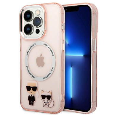 Karl Lagerfeld KLHMP14LHKCP iPhone 14 Pro 6.1&quot; hardcase pink/pink Karl &amp; Choupette Aluminum Magsafe