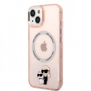 Dėklas Karl Lagerfeld Iconic Karl&amp;Choupette Magsafe KLHMP14MHNKCIP iPhone 14 Plus Rožinis 1